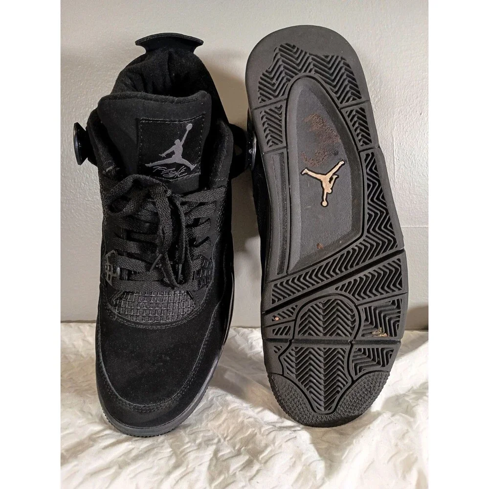 Nike Air Jordan 4 Black Cat Triple Black Mens Sneakers Shoes C1110-010 Size 11